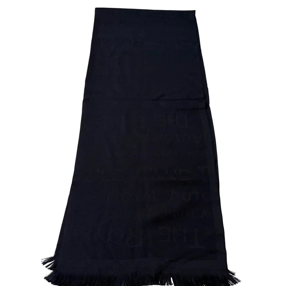 The Royal Automobile Club Scarf Navy Blue 100% Wool Jacquard Made in Italy Light